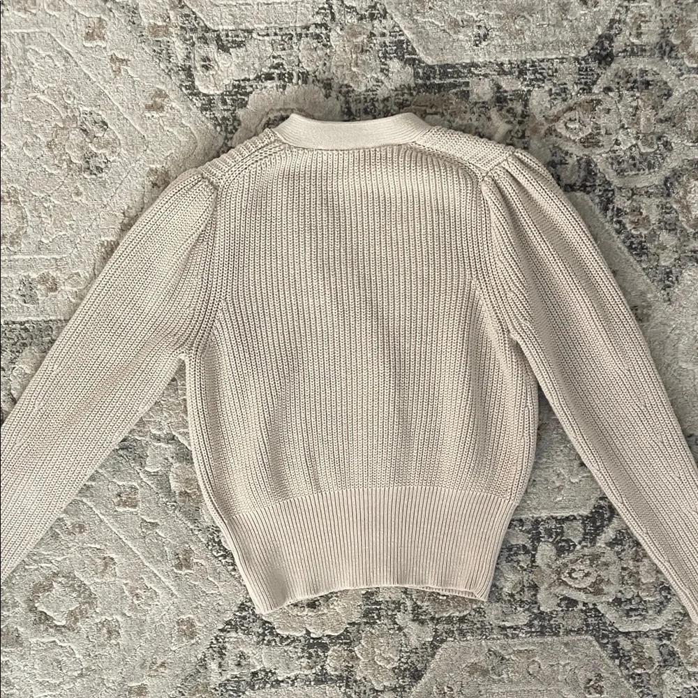 Ann Taylor Cream V-Neck Cardigan Button Up Sweater - Picture 3 of 4